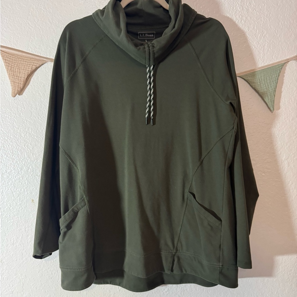 L.L. Bean Army Green Cowl-Neck‎ Pullover Large